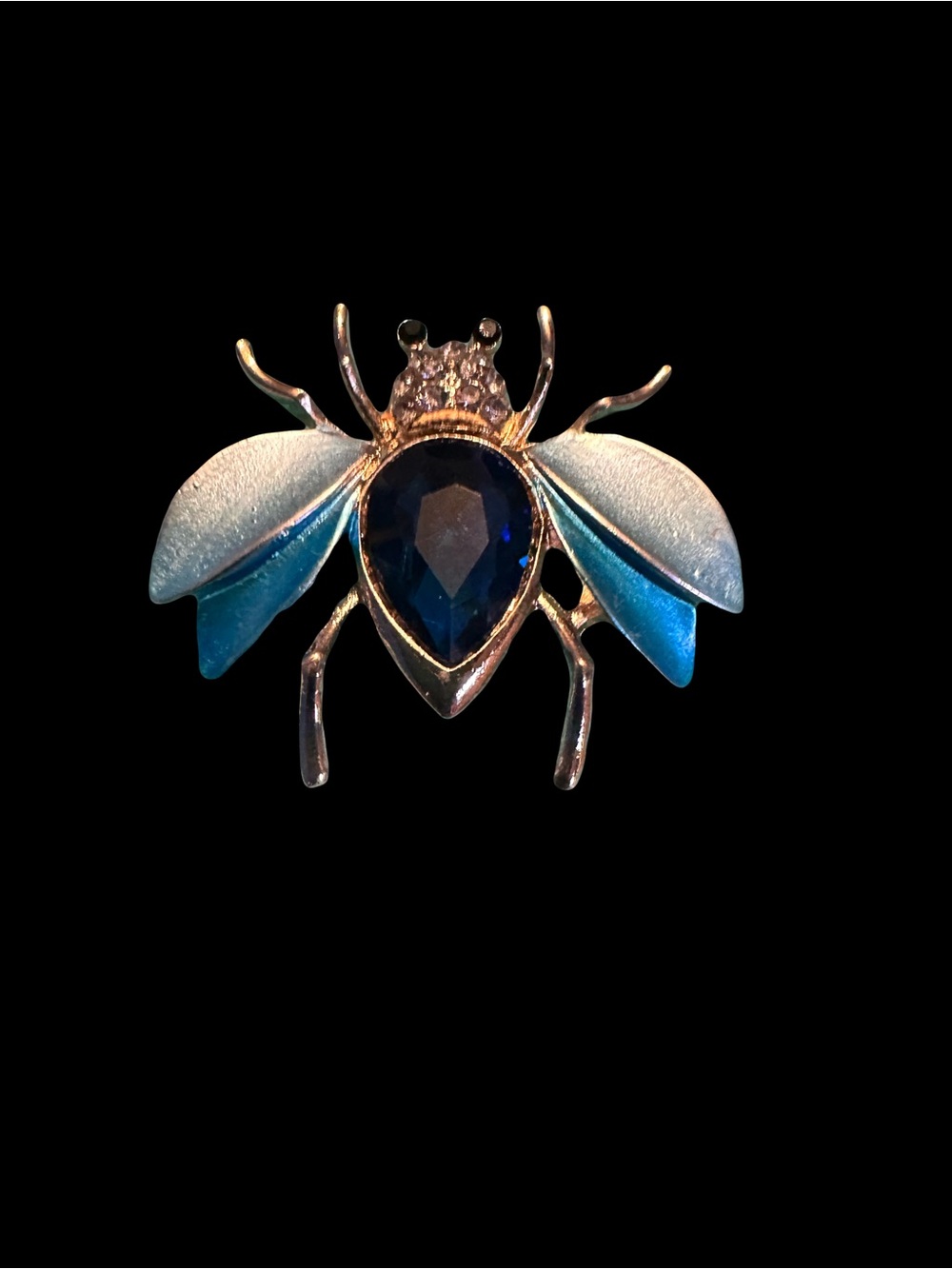 Blue Crystal Bee Brooch Pin - Women's Jewelry